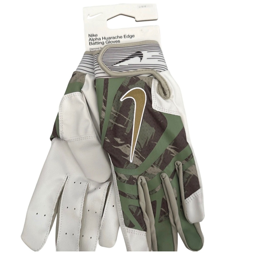Nike Alpha Huarache Edge Batting Gloves Unisex L Green Camo‎ New N1000131-034LG